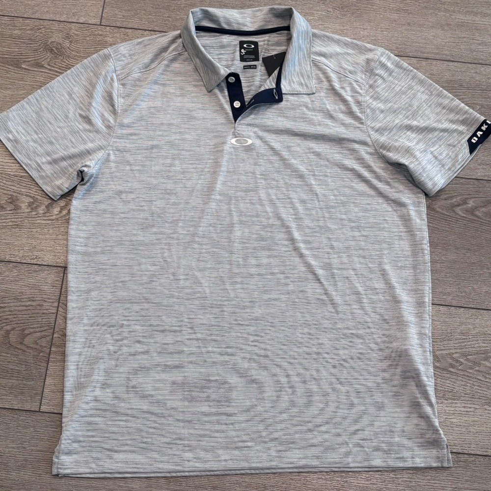 Oakley Gravity‎ Polo Mens XL Gray Space Dye Golf Athletic Outdoors Casual